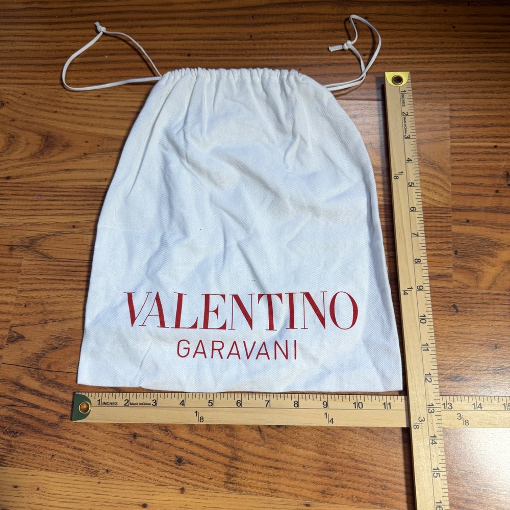 Valentino Garavani White Cotton Canvas Drawstring Dust Bag Red Logo 11.5x12.5